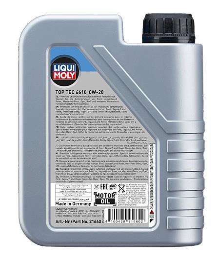 Liqui Moly Top Tec 6610 0W-20 Motor Yağı 1 LT - Görsel 2